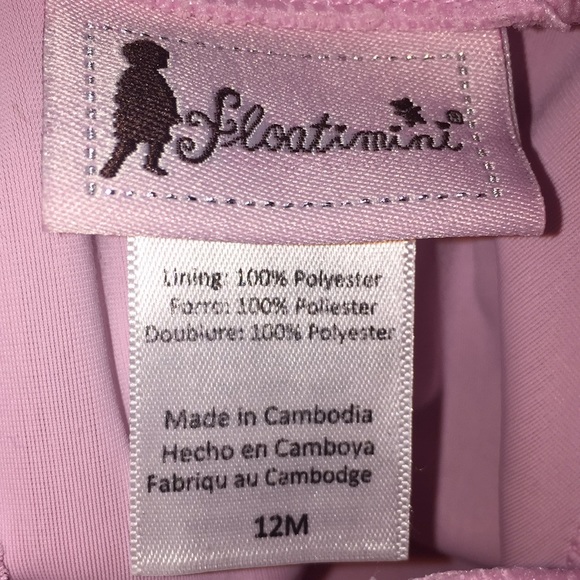 Floatimini Infant Girls Rash Guard Swim Suit 12 Months Pink with Gold Hearts - Picture 9 of 14